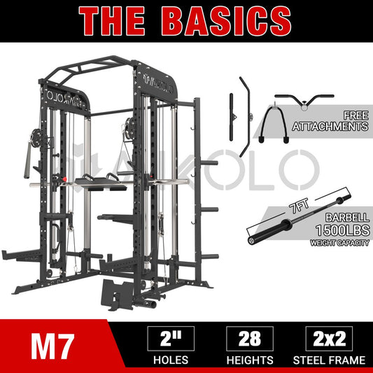 Smith Machine Home Gym, 2000Lbs Smith Rack with Cable Crossover and 800Lbs Weight Bench, Home Gym Equipment