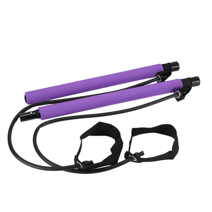 Multifunctional Pilates Bar Combination Fitness Bar Yoga Chest Expansion Tension Rope Back Trainer Elastic Rope Stretching Belt