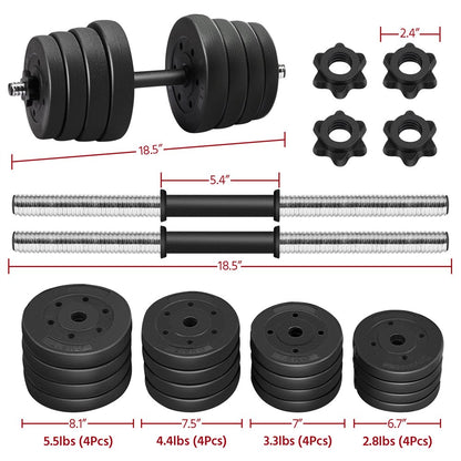 66 Lb. Dumbbells Weight Set Adjustable Dumbbell Set Home Training Dumbbell Pair Black