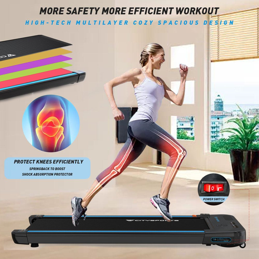 Treadmills for Home, CITYSPORTS Walking Pad Treadmill with Audio Speakers, Slim & Portable